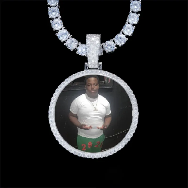925S & VVS Moissanite 3D Circle Custom Picture Pendant sold by The GUU Shop