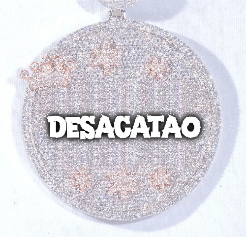 CUSTOM LETTER NECKLACE 3D BIG CROWN DISC sold by The GUU Shop