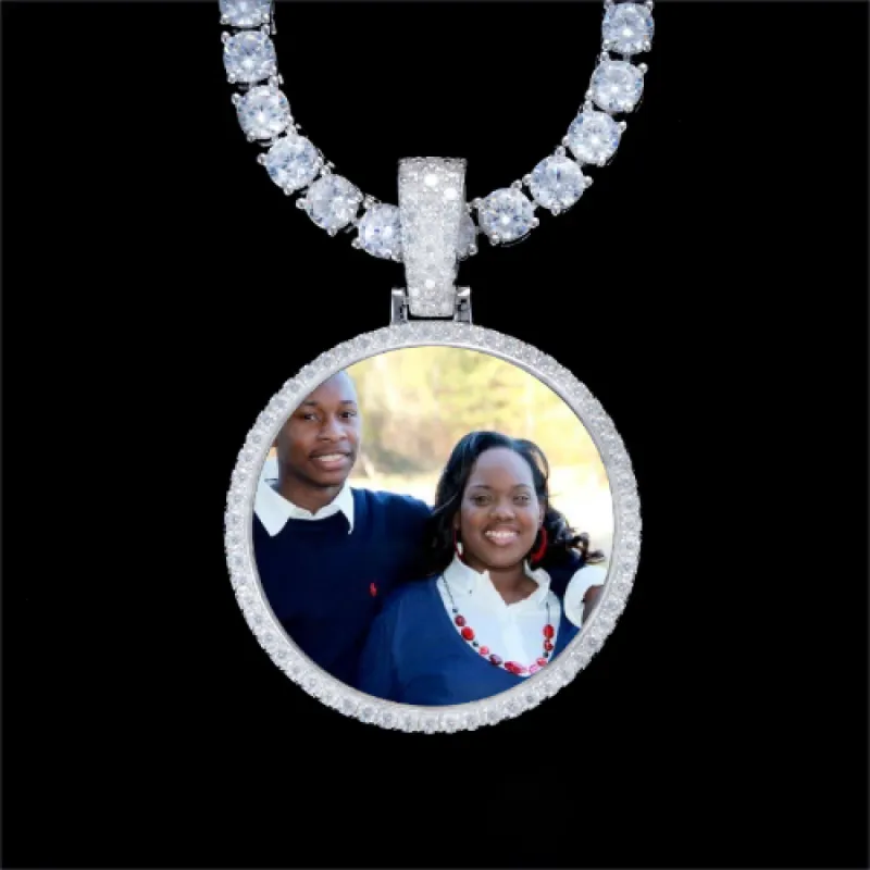 925S & VVS Moissanite 3D Circle Custom Picture Pendant sold by The GUU Shop
