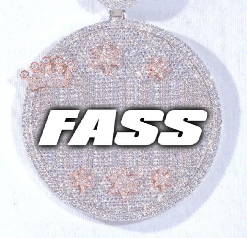 CUSTOM LETTER NECKLACE 3D BIG CROWN DISC sold by The GUU Shop