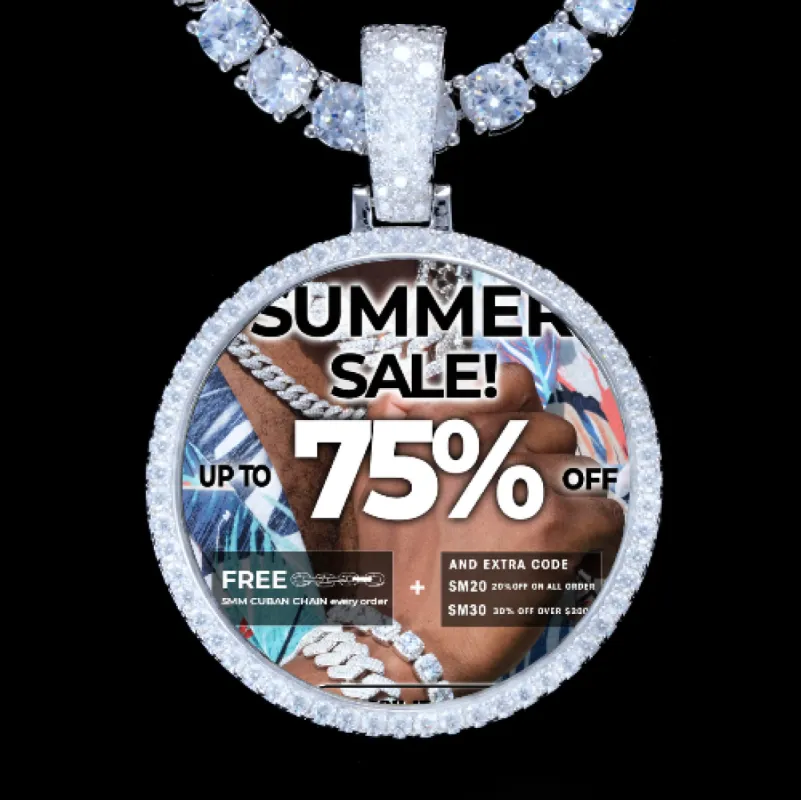 925S & VVS Moissanite 3D Circle Custom Picture Pendant sold by The GUU Shop