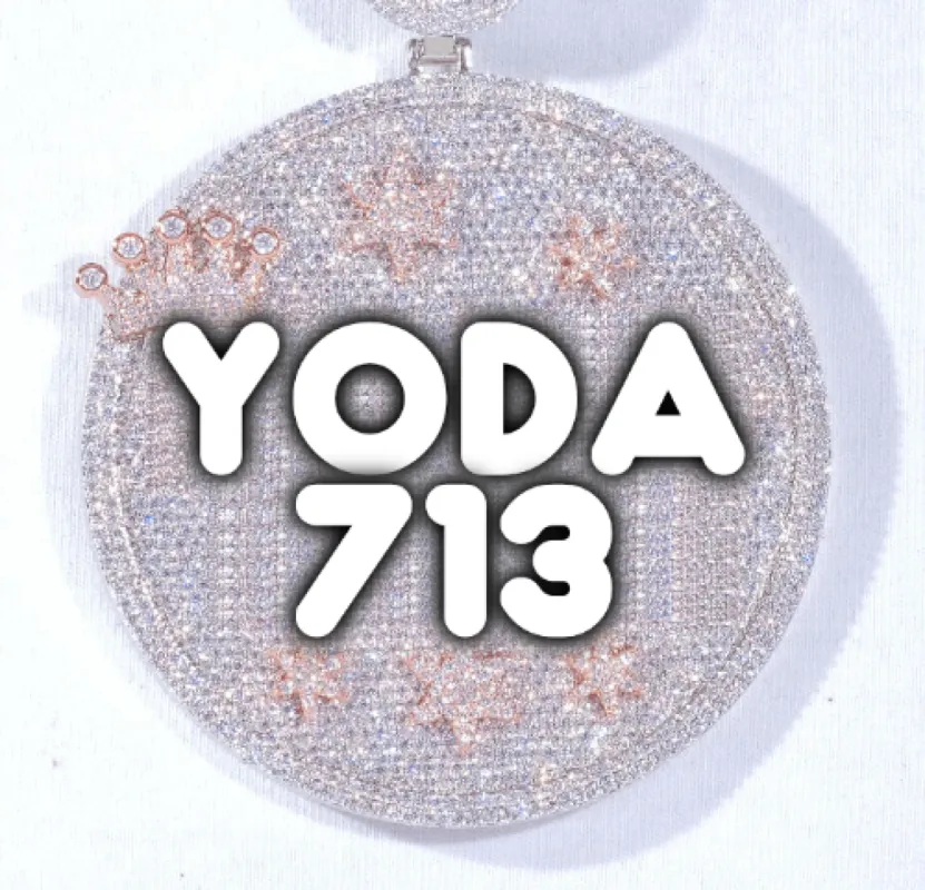 CUSTOM LETTER NECKLACE 3D BIG CROWN DISC sold by The GUU Shop