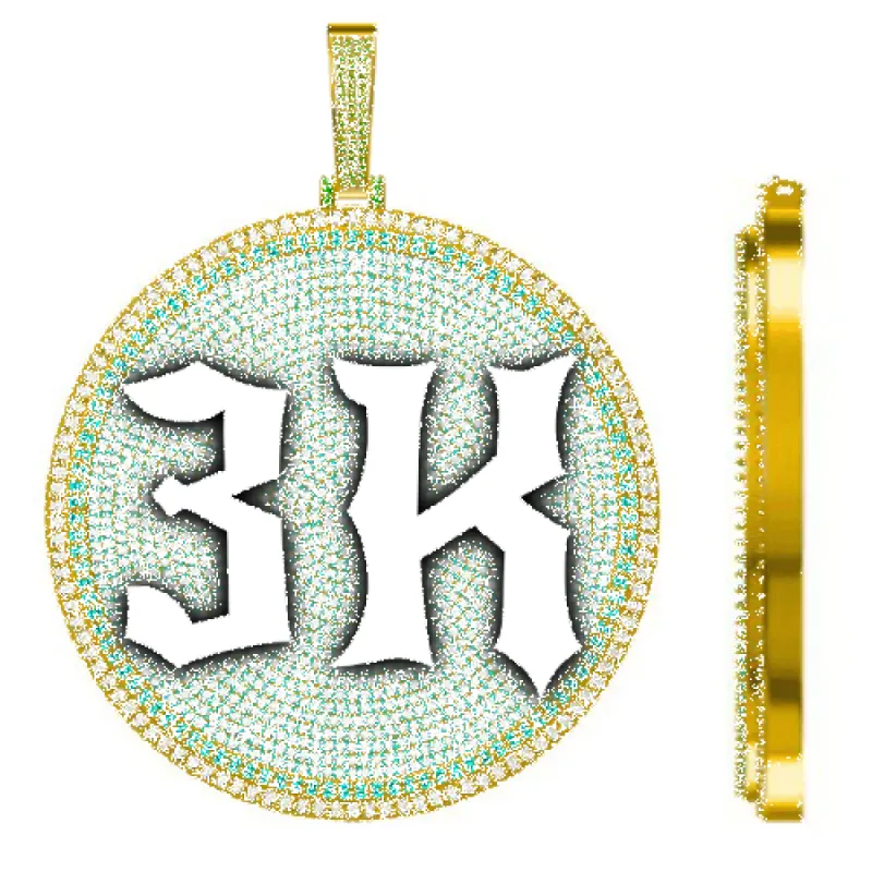 CUSTOM LETTER NECKLACE 3D BIG DISC sold by The GUU Shop