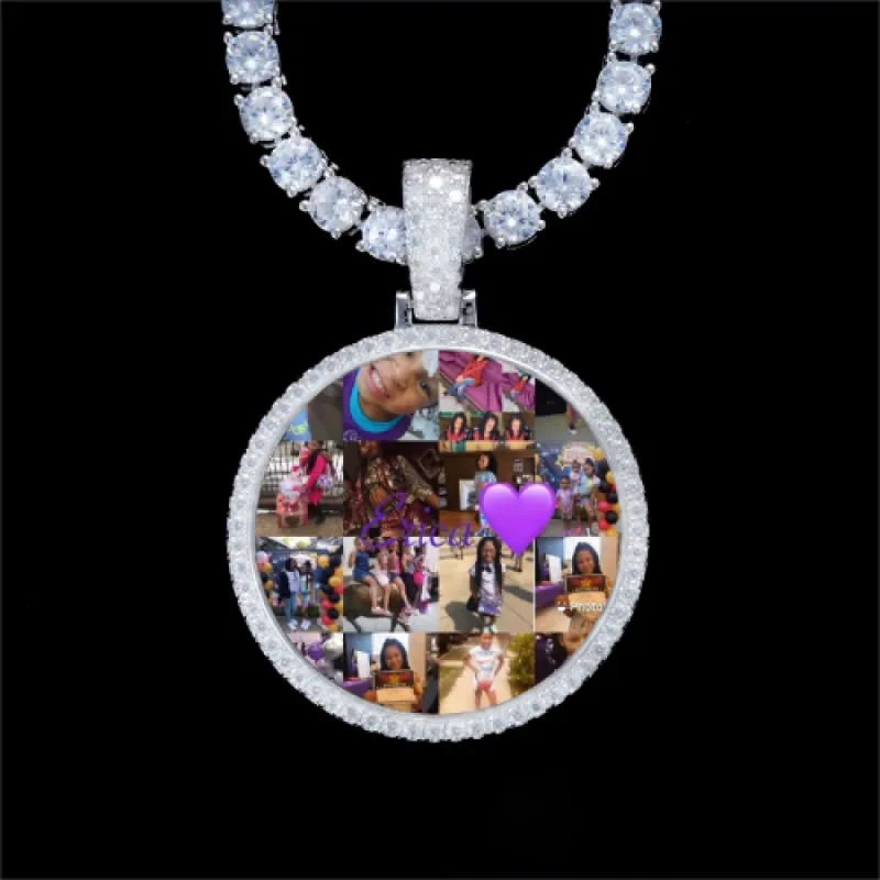 925S & VVS Moissanite 3D Circle Custom Picture Pendant sold by The GUU Shop