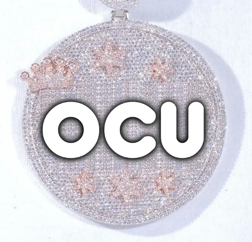 CUSTOM LETTER NECKLACE 3D BIG CROWN DISC sold by The GUU Shop