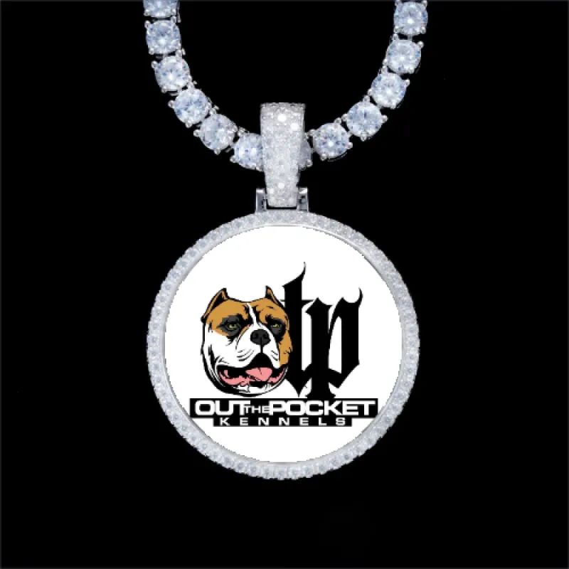 925S & VVS Moissanite 3D Circle Custom Picture Pendant made by The GUU Shop