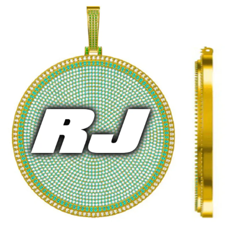 CUSTOM LETTER NECKLACE 3D BIG DISC sold by The GUU Shop