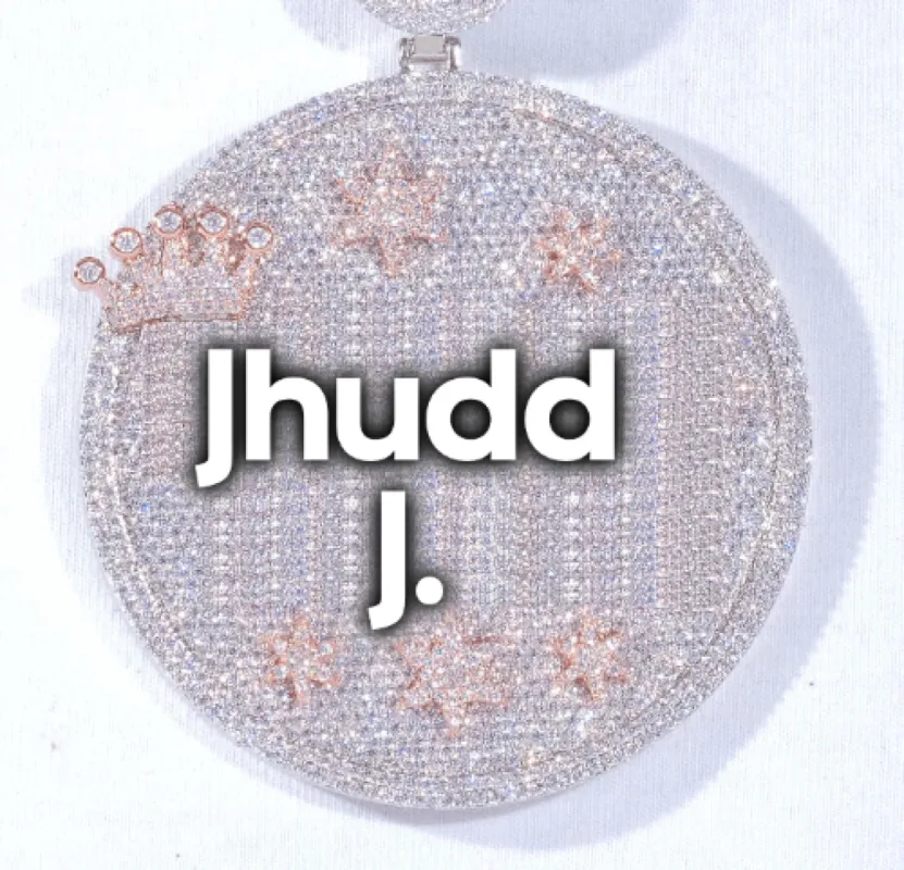 CUSTOM LETTER NECKLACE 3D BIG CROWN DISC sold by The GUU Shop