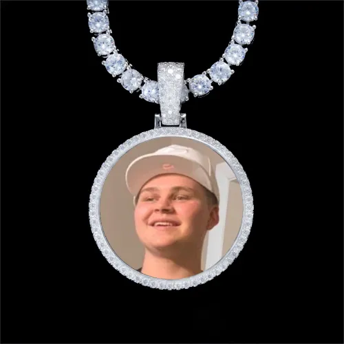 925S & VVS Moissanite 3D Circle Custom Picture Pendant sold by The GUU Shop