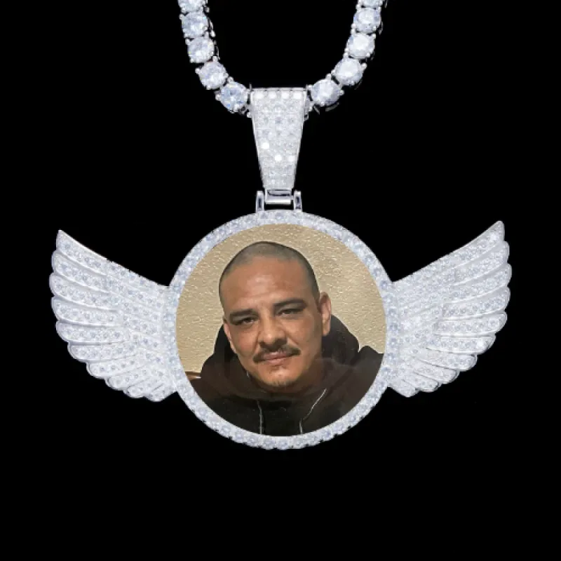 925S & VVS Moissanite 3D Wing Custom Picture Pendant sold by The GUU Shop