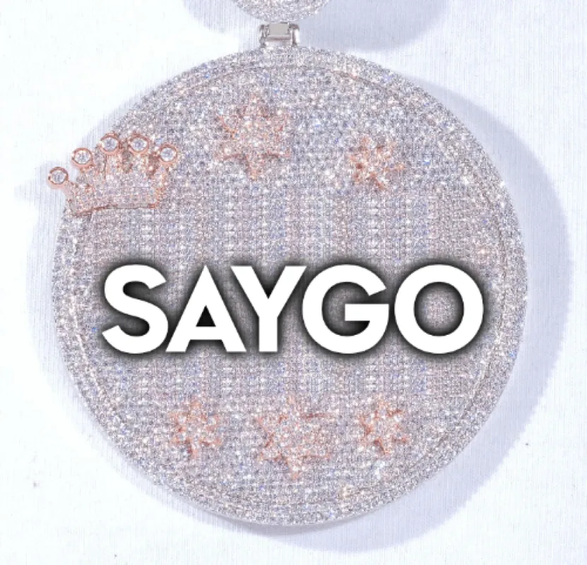 CUSTOM LETTER NECKLACE 3D BIG CROWN DISC sold by The GUU Shop