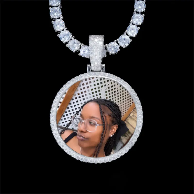 925S & VVS Moissanite 3D Circle Custom Picture Pendant sold by The GUU Shop