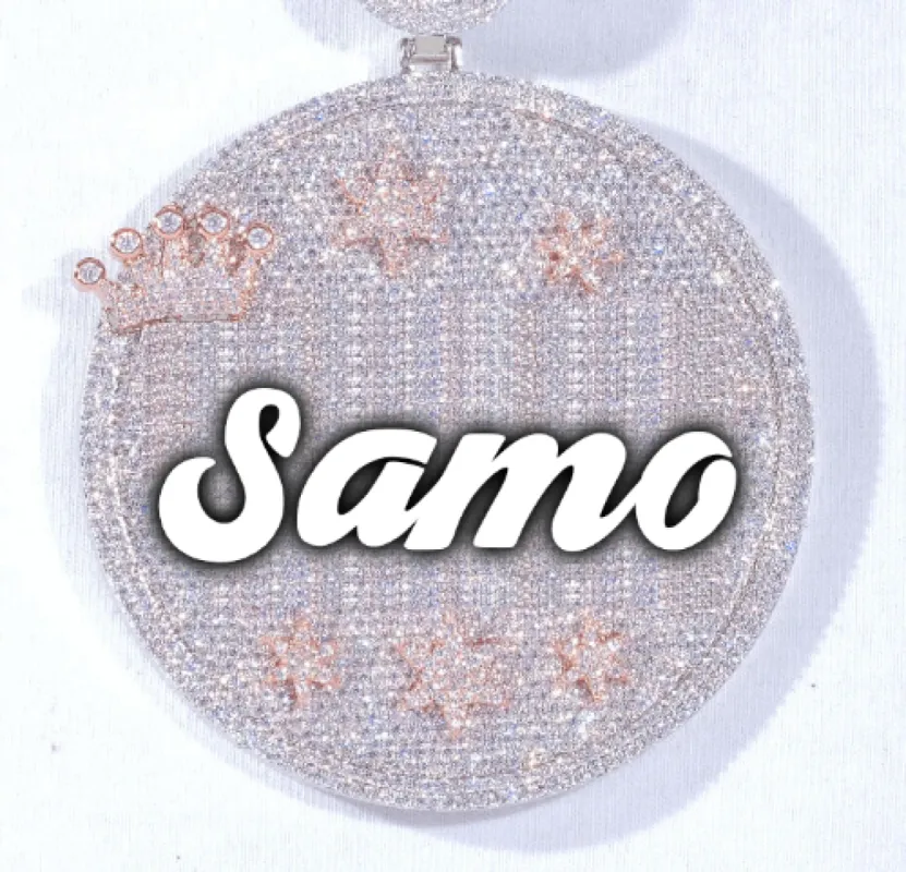 CUSTOM LETTER NECKLACE 3D BIG CROWN DISC sold by The GUU Shop