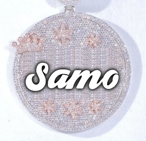 CUSTOM LETTER NECKLACE 3D BIG CROWN DISC sold by The GUU Shop