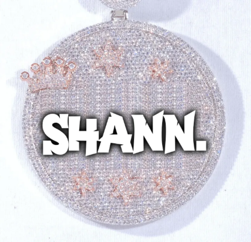 CUSTOM LETTER NECKLACE 3D BIG CROWN DISC sold by The GUU Shop