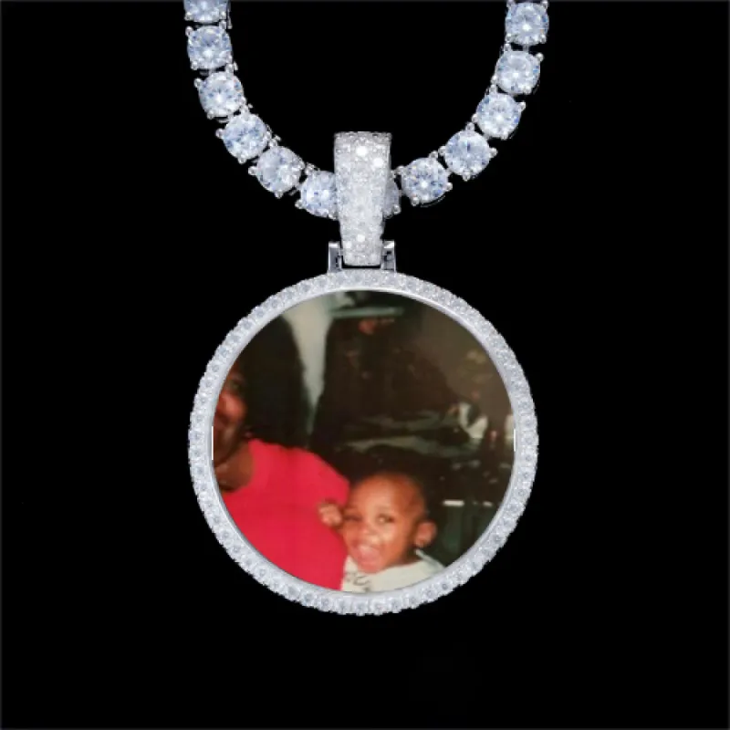 925S & VVS Moissanite 3D Circle Custom Picture Pendant sold by The GUU Shop