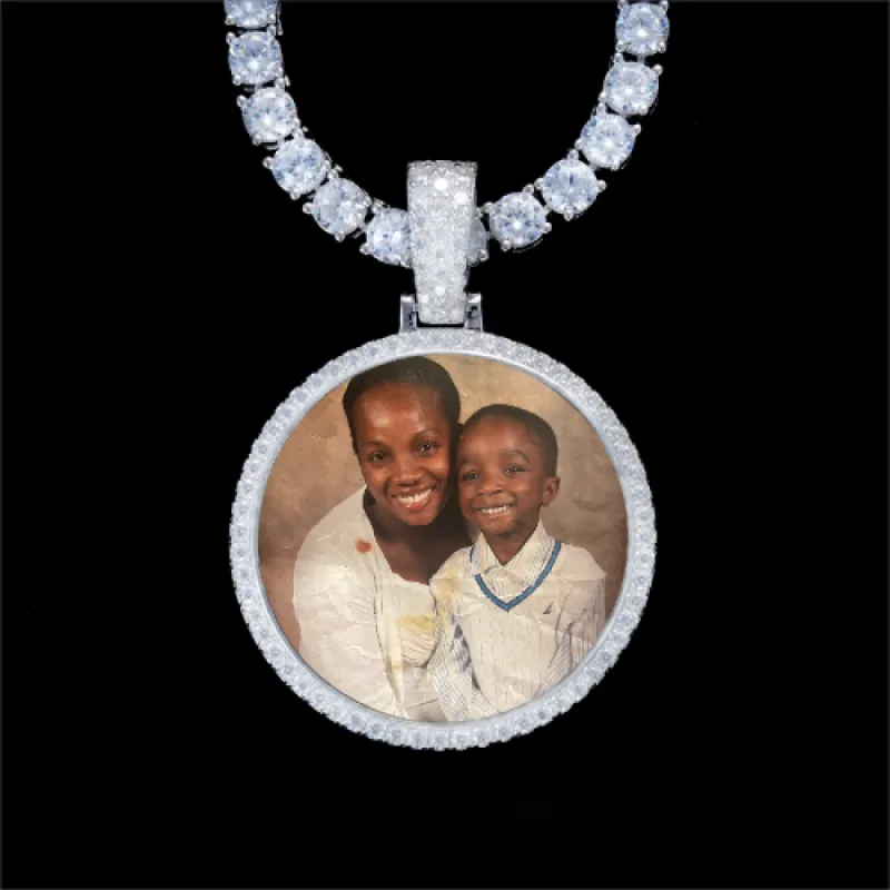 925S & VVS Moissanite 3D Circle Custom Picture Pendant sold by The GUU Shop