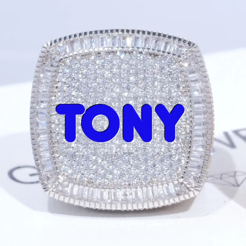 CUSTOM LETTER 3D ICED RING sold by The GUU Shop