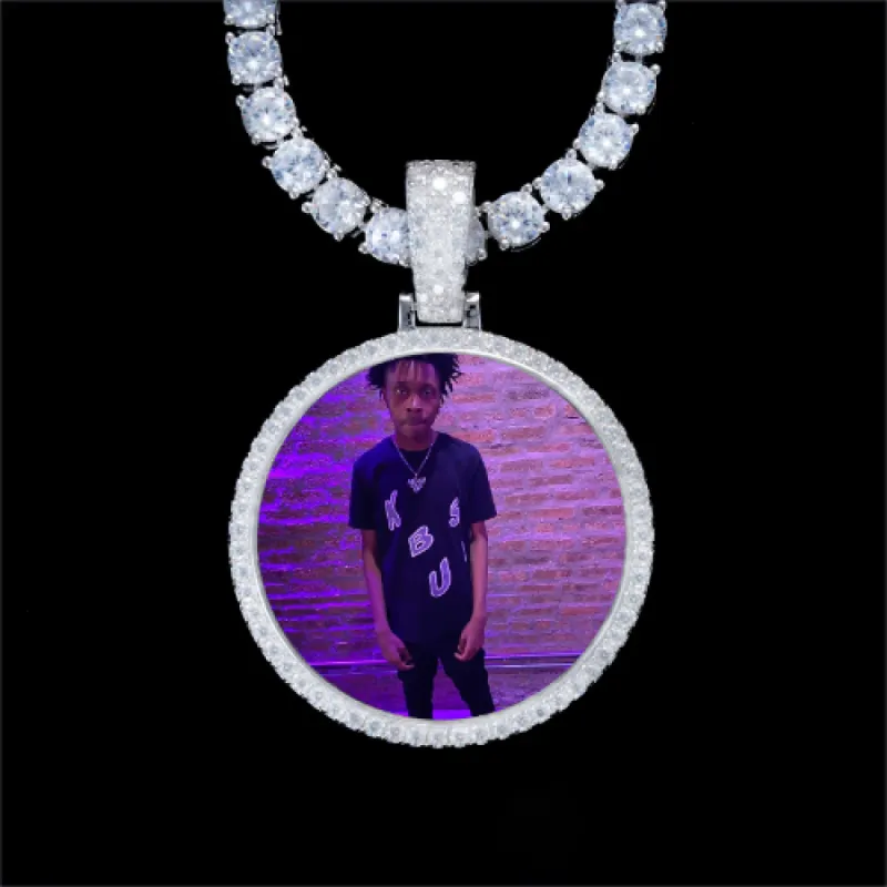 925S & VVS Moissanite 3D Circle Custom Picture Pendant sold by The GUU Shop