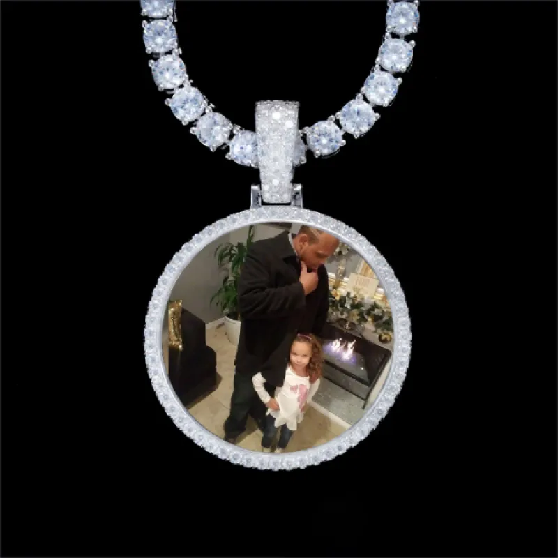 925S & VVS Moissanite 3D Circle Custom Picture Pendant sold by The GUU Shop
