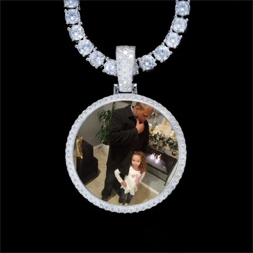 925S & VVS Moissanite 3D Circle Custom Picture Pendant sold by The GUU Shop