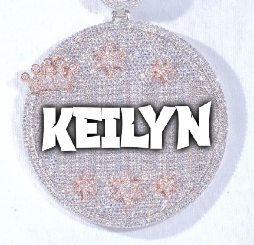 CUSTOM LETTER NECKLACE 3D BIG CROWN DISC sold by The GUU Shop