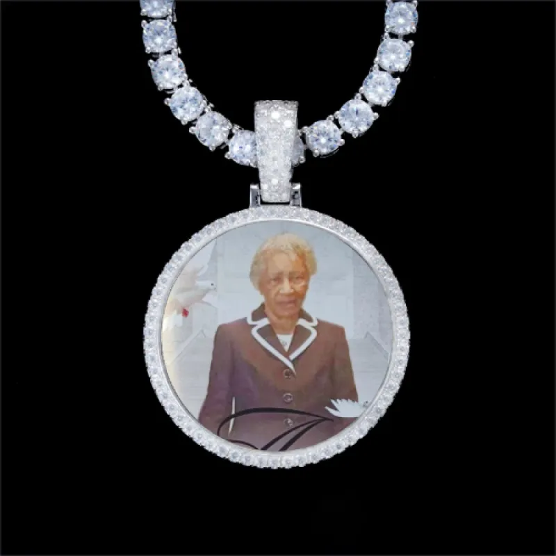 925S & VVS Moissanite 3D Circle Custom Picture Pendant sold by The GUU Shop