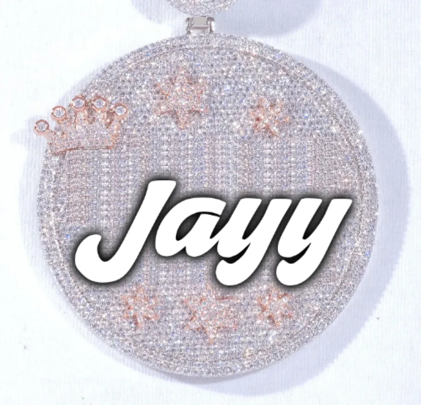 CUSTOM LETTER NECKLACE 3D BIG CROWN DISC sold by The GUU Shop