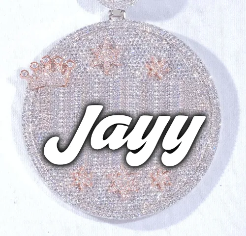 CUSTOM LETTER NECKLACE 3D BIG CROWN DISC sold by The GUU Shop