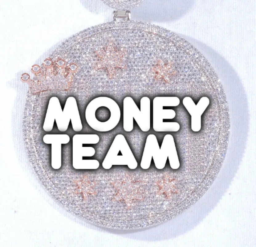 CUSTOM LETTER NECKLACE 3D BIG CROWN DISC sold by The GUU Shop