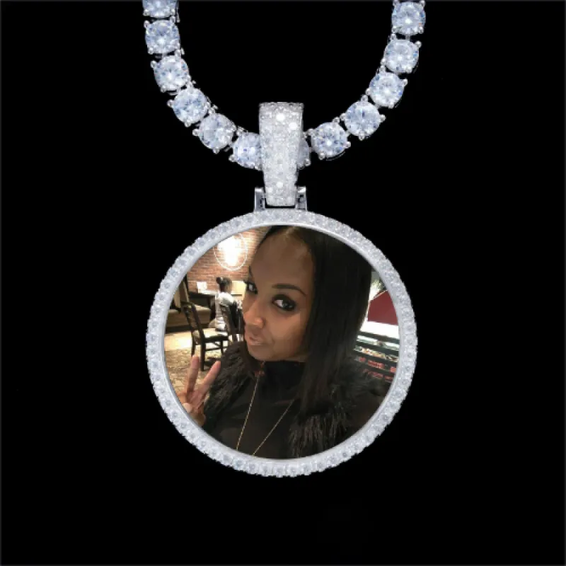 925S & VVS Moissanite 3D Circle Custom Picture Pendant sold by The GUU Shop