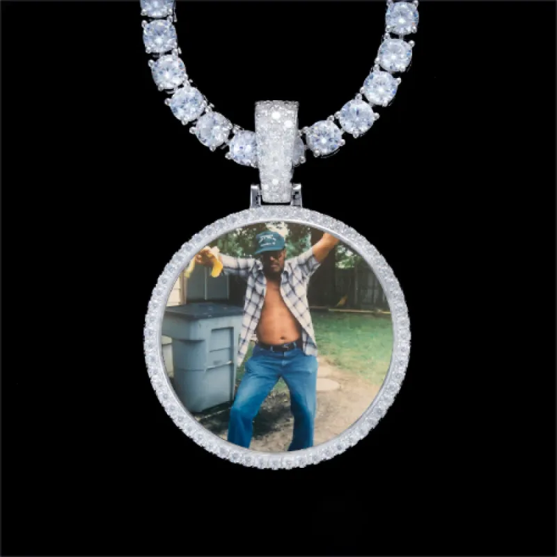 925S & VVS Moissanite 3D Circle Custom Picture Pendant sold by The GUU Shop