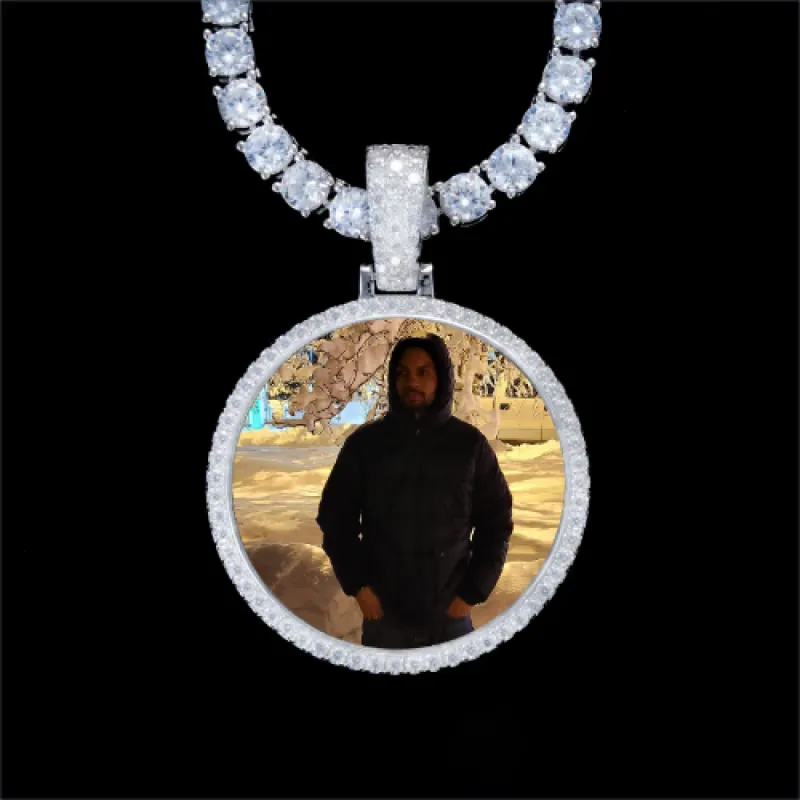 925S & VVS Moissanite 3D Circle Custom Picture Pendant sold by The GUU Shop