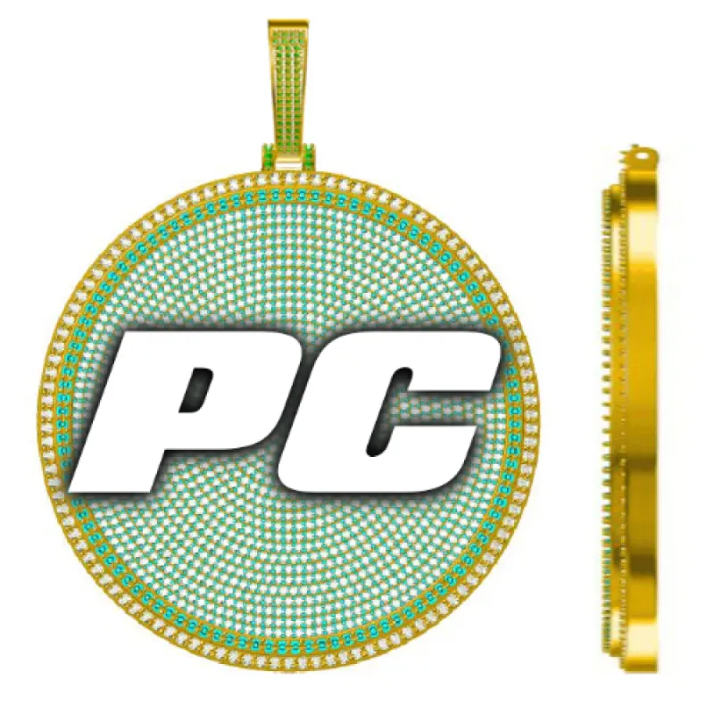 CUSTOM LETTER NECKLACE 3D BIG DISC sold by The GUU Shop