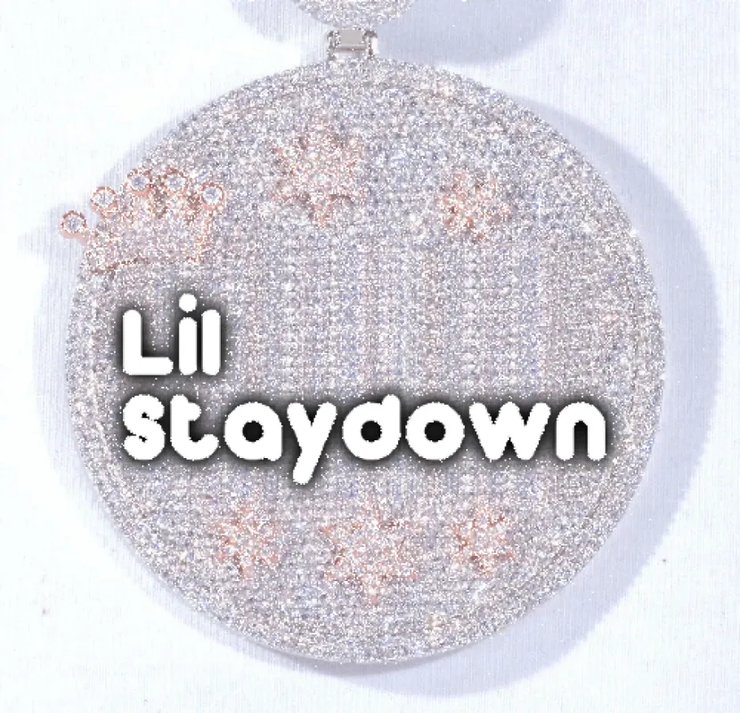 CUSTOM LETTER NECKLACE 3D BIG CROWN DISC sold by The GUU Shop