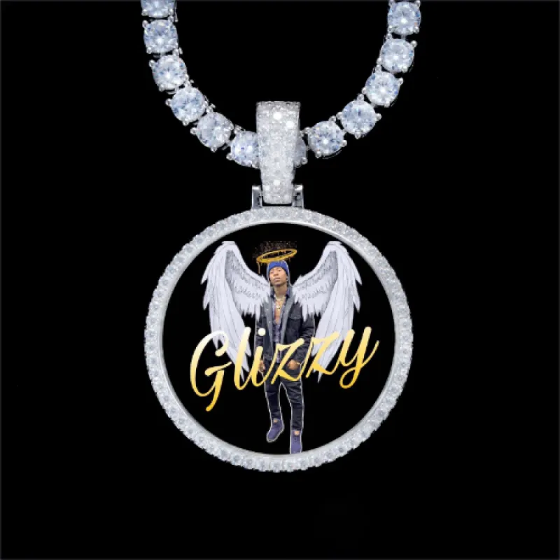 925S & VVS Moissanite 3D Circle Custom Picture Pendant sold by The GUU Shop