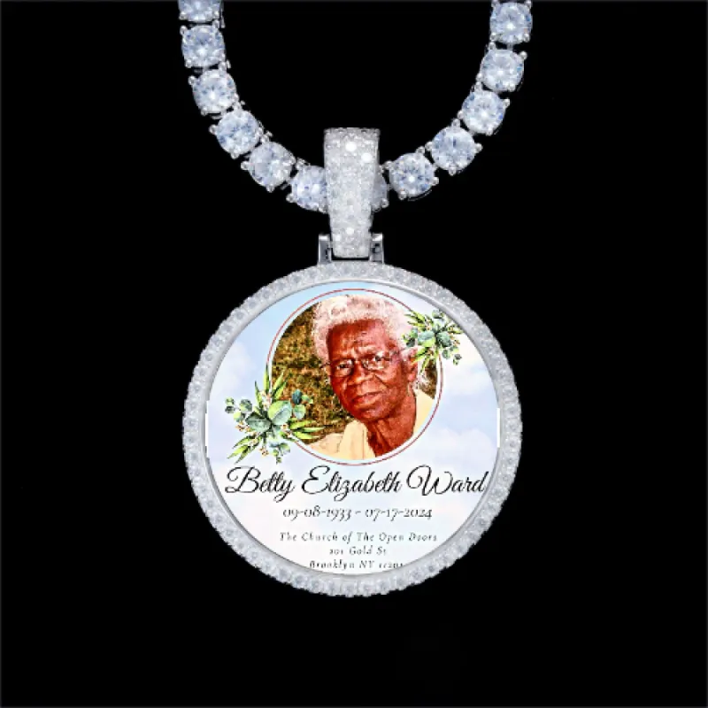 925S & VVS Moissanite 3D Circle Custom Picture Pendant made by The GUU Shop