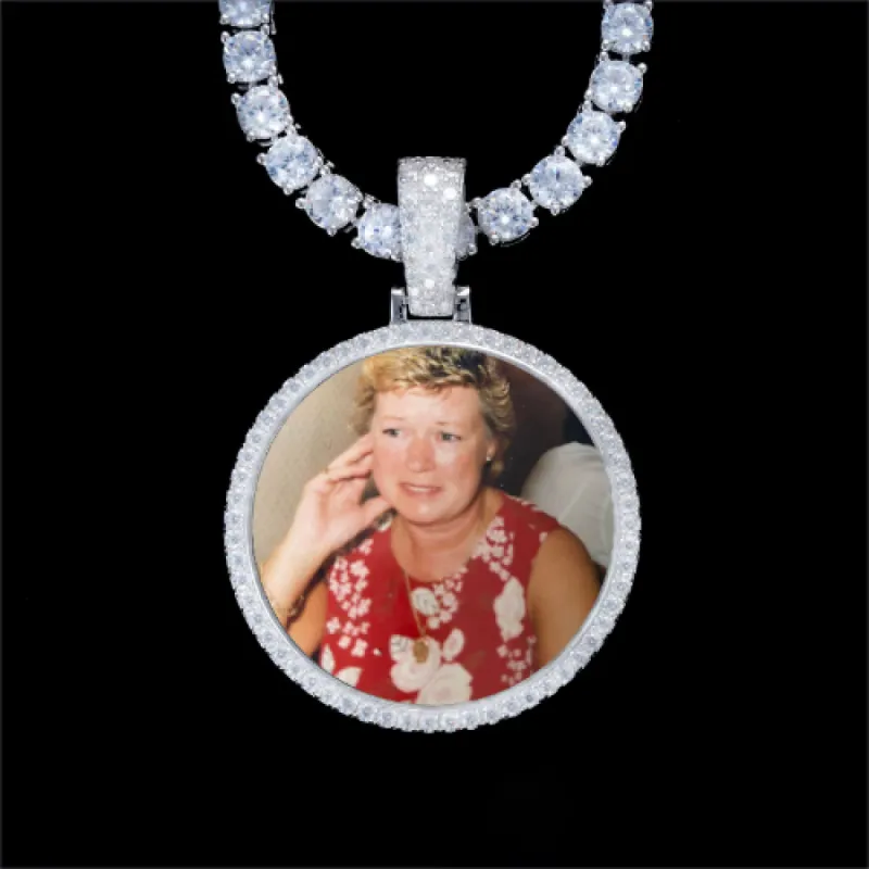 925S & VVS Moissanite 3D Circle Custom Picture Pendant sold by The GUU Shop
