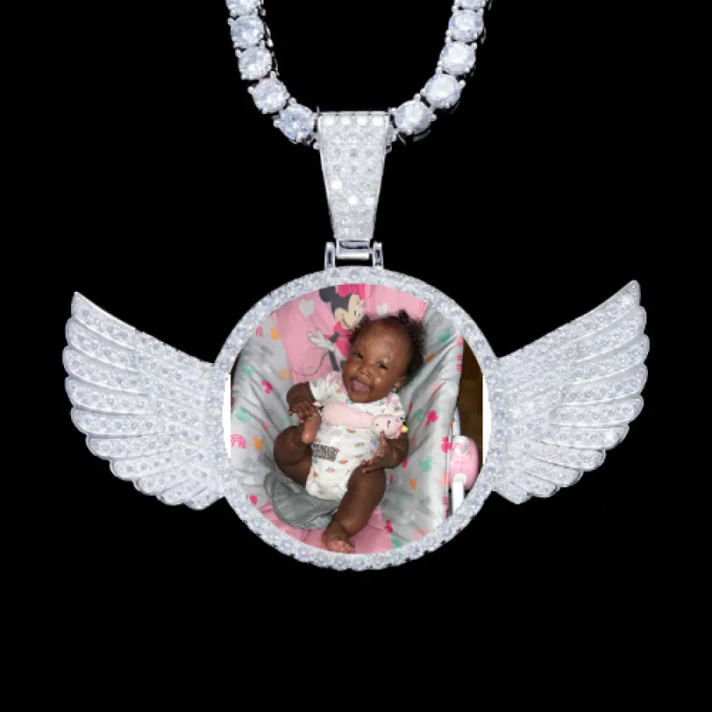 925S & VVS Moissanite 3D Wing Custom Picture Pendant sold by The GUU Shop
