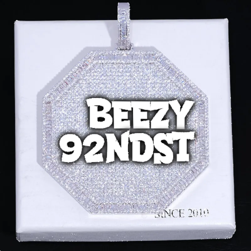 CUSTOM LETTER NECKLACE 3D BIG OCTAGON sold by The GUU Shop