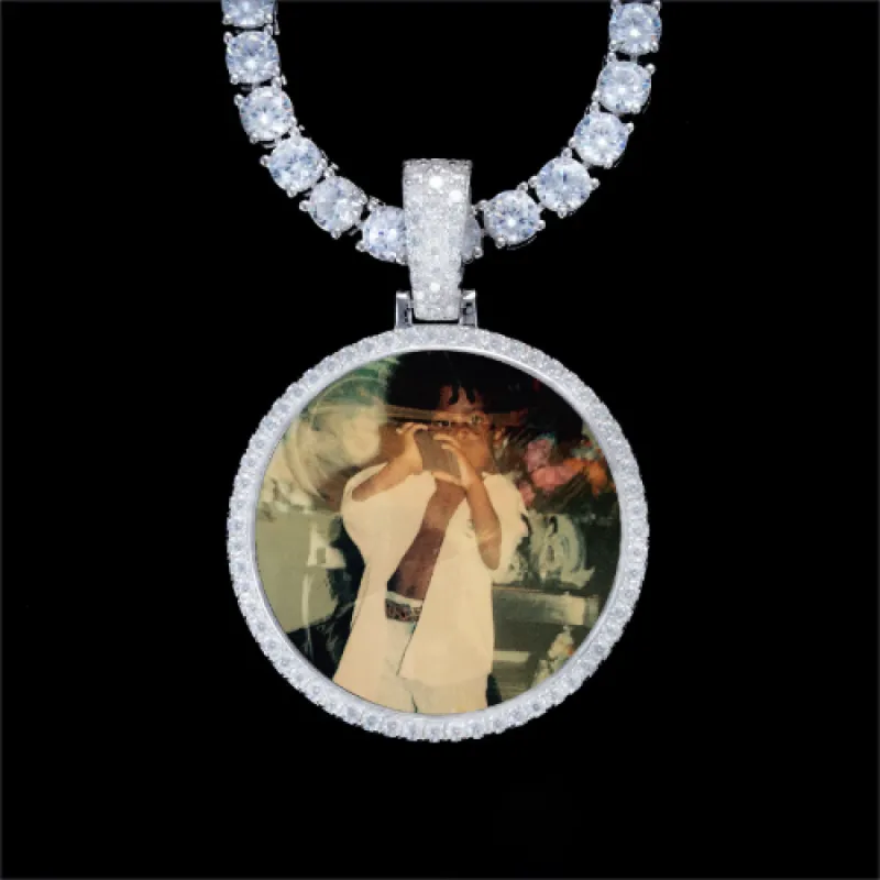 925S & VVS Moissanite 3D Circle Custom Picture Pendant sold by The GUU Shop