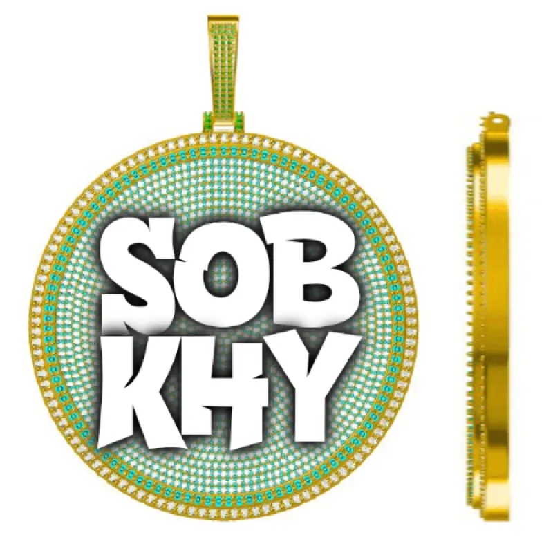 CUSTOM LETTER NECKLACE 3D BIG DISC sold by The GUU Shop