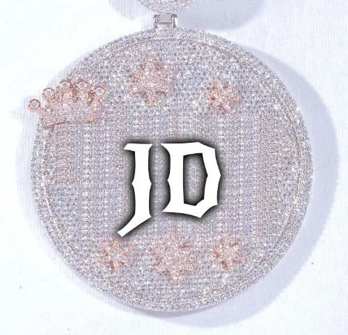 CUSTOM LETTER NECKLACE 3D BIG CROWN DISC sold by The GUU Shop