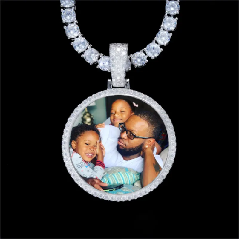 925S & VVS Moissanite 3D Circle Custom Picture Pendant sold by The GUU Shop