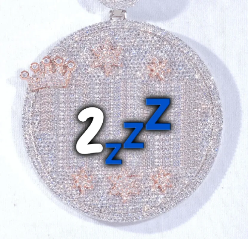 CUSTOM LETTER NECKLACE 3D BIG CROWN DISC sold by The GUU Shop