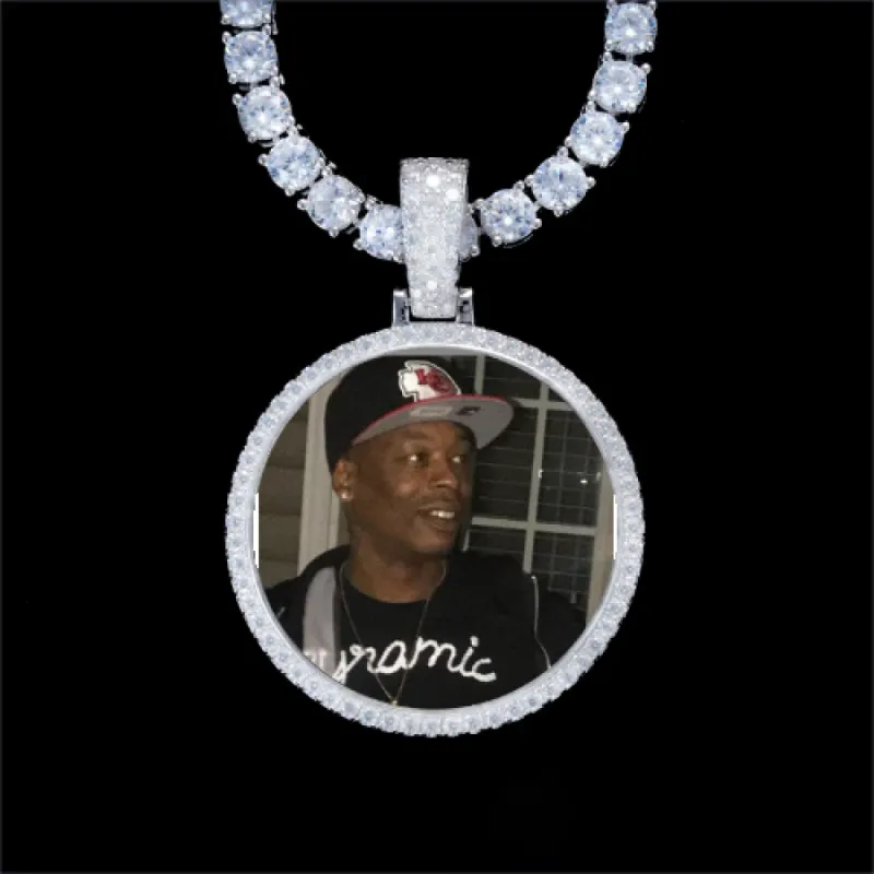 925S & VVS Moissanite 3D Circle Custom Picture Pendant sold by The GUU Shop