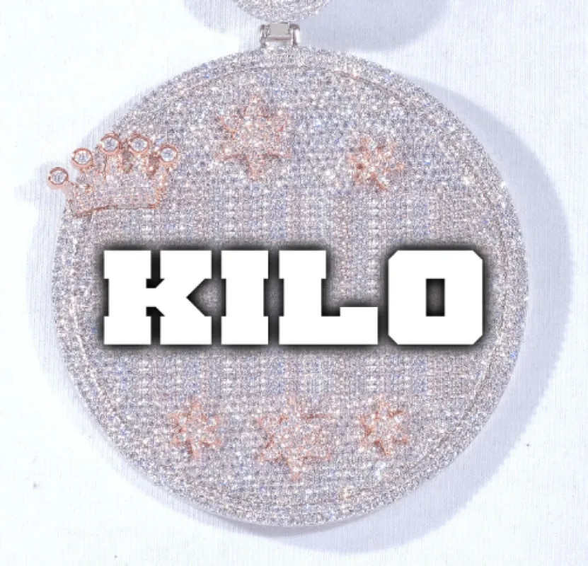 CUSTOM LETTER NECKLACE 3D BIG CROWN DISC sold by The GUU Shop