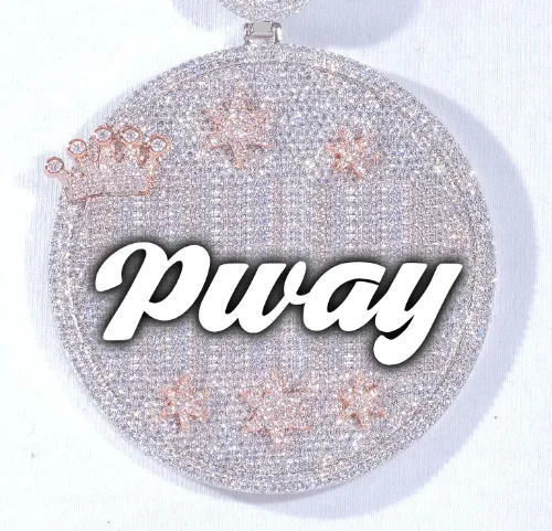 CUSTOM LETTER NECKLACE 3D BIG CROWN DISC sold by The GUU Shop