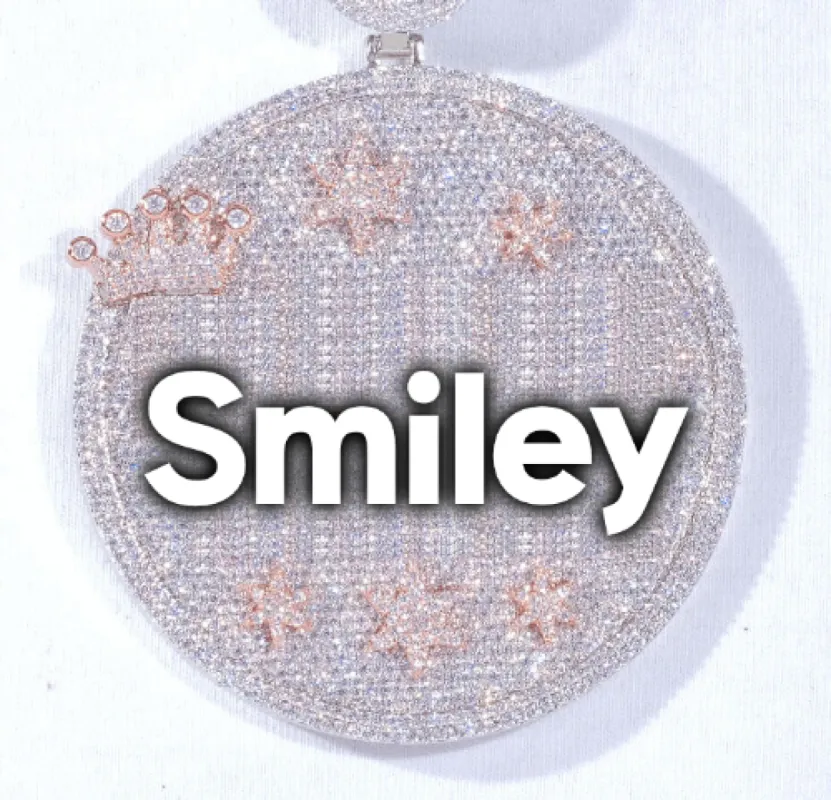 CUSTOM LETTER NECKLACE 3D BIG CROWN DISC sold by The GUU Shop