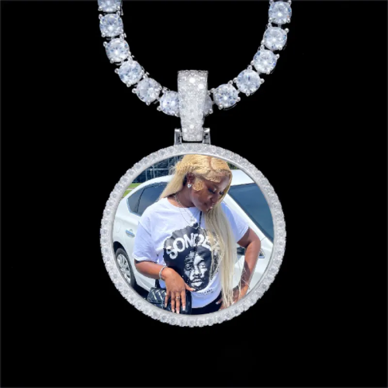 925S & VVS Moissanite 3D Circle Custom Picture Pendant sold by The GUU Shop